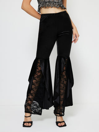 High Waist Lace Flare Pants - Divacious