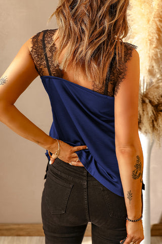 Eyelash Trim Spliced Lace Tank Divacious