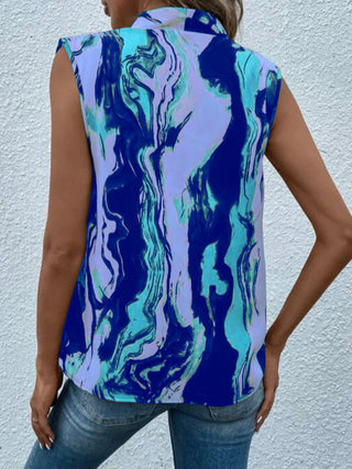 Full Size Printed Button Up Tank Divacious