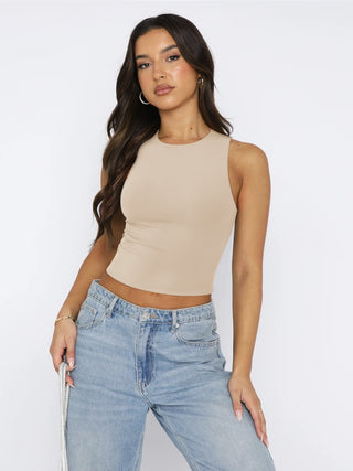 Round Neck Cropped Tank Divacious