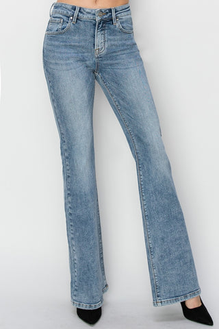 Full Size Mid Rise Bootcut Jeans Divacious