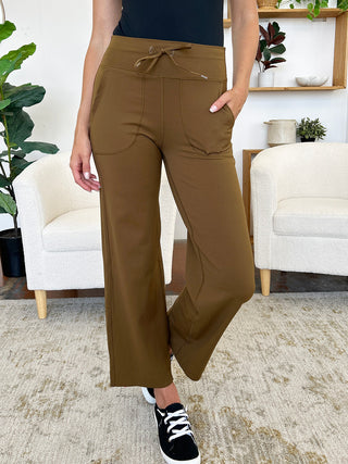 Millennia Drawstring Waist Wide Leg Sports Pants with Pockets Trendsi