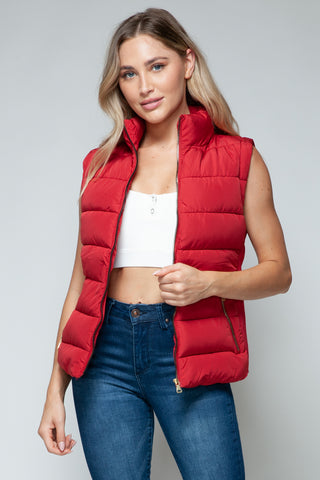 Snobbish Zip Up Turtleneck Vest with Pockets Trendsi