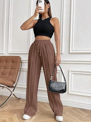 Drawstring Wide Leg Pants with Pockets - Divacious