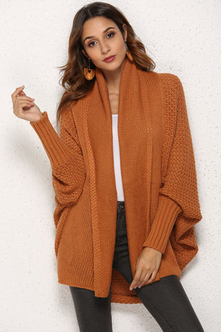 Open Front Dolman Sleeve Longline Cardigan Divacious