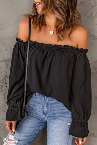 Frill Off-Shoulder Flounce Sleeve Blouse Divacious