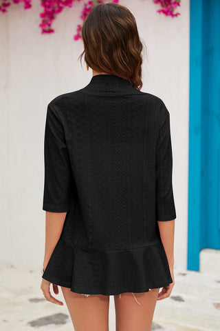 Eyelet Open Front Cardigan Divacious