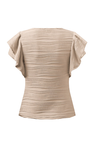 Textured Round Neck Cap Sleeve Top Divacious