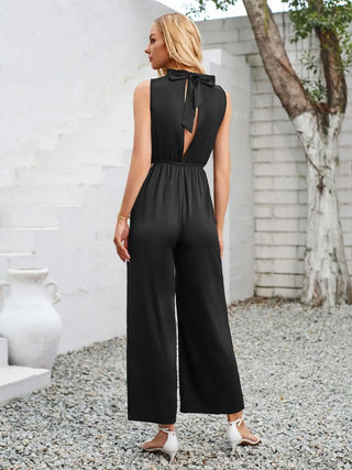 Cutout Tied Wide Leg Sleeveless Jumpsuit Divacious