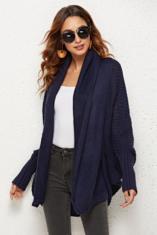 Open Front Dolman Sleeve Longline Cardigan Divacious