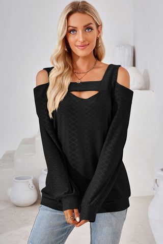 Cutout Square Neck Cold Shoulder T-Shirt Divacious