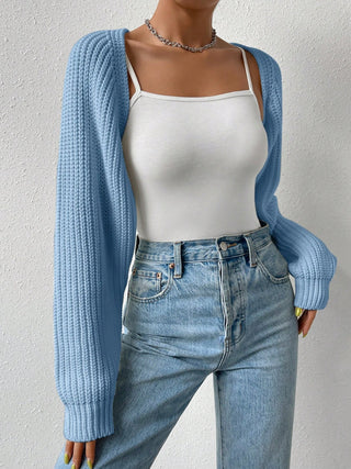 Open Front Long Sleeve Cropped Cardigan - Divacious