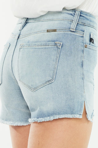 Kancan High Rise Side Slit Denim Shorts Divacious