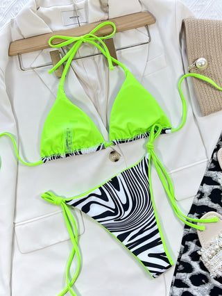 Zebra Print Halter Neck Bikini Set Divacious