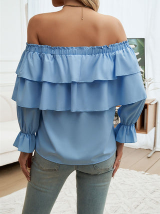 Off-Shoulder Flounce Sleeve Blouse Divacious