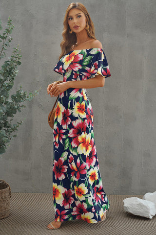 Floral Layered Off-Shoulder Maxi Dress Trendsi