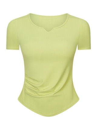 Millennia Notched Short Sleeve Active T-Shirt Trendsi