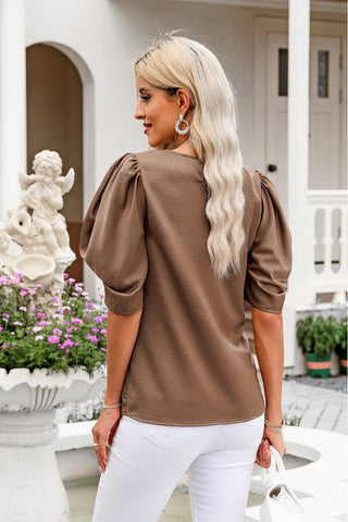 Round Neck Half Sleeve Blouse Divacious