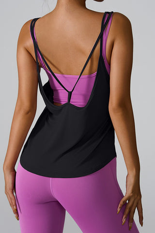 Crisscross Round Neck Active Tank Trendsi