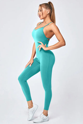 Crisscross Spaghetti Strap Active Jumpsuit Divacious