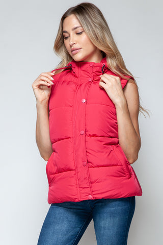 Snobbish Snap and Zip Closure Hooded Vest Trendsi