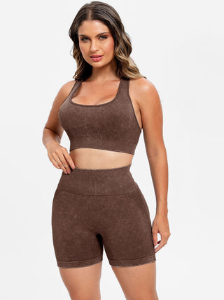 Scoop Neck Wide Strap Top and Shorts Active Set Trendsi