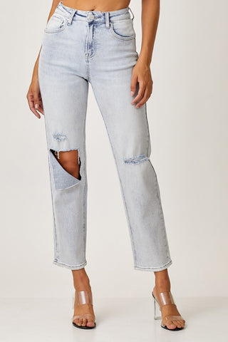 High Rise Distressed Relaxed Jeans Divacious