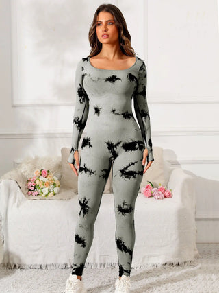 Scoop Neck Long Sleeve Active Jumpsuit Divacious