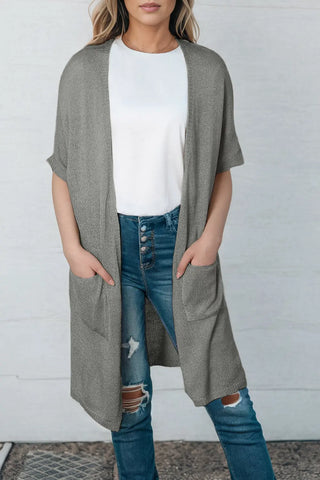 Open Front Sweater Cardigan with Pockets Divacious