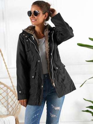 Ivy Lane Full Size Hooded Jacket with Detachable Liner (Three-Way Wear) Trendsi