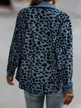 Full Size Leopard Buttoned Jacket Divacious