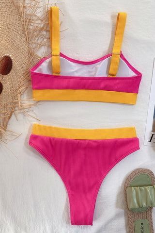 Color Block Scoop Neck Bikini Set Divacious