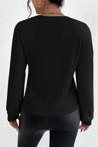 Surplice Dropped Shoulder Long Sleeve T-Shirt - Divacious