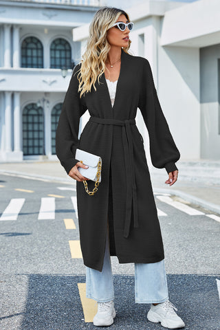 Tie Waist Longline Cardigan Divacious