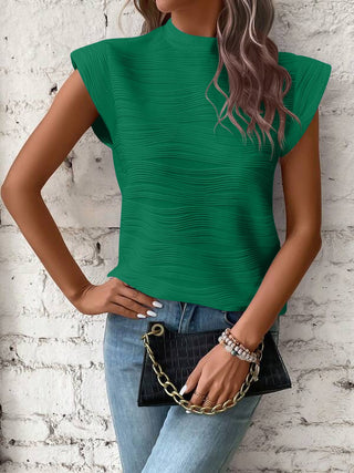 Mock Neck Cap Sleeve T-Shirt Divacious