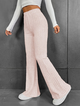 Ribbed High Waist Bootcut Pants Divacious