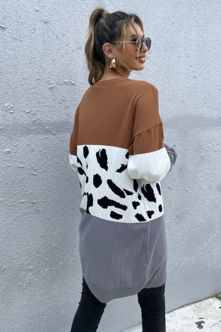 Leopard Color Block Cardigan Divacious