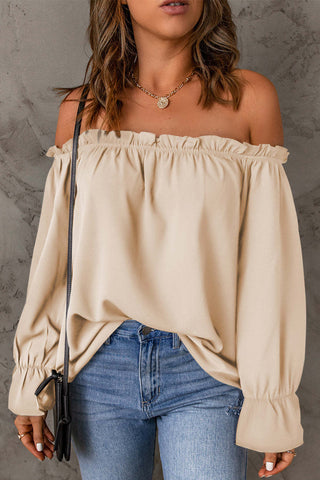 Off-Shoulder Flounce Sleeve Blouse Divacious