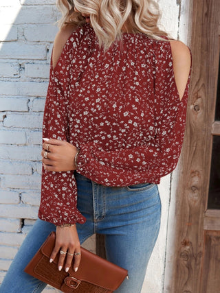 Floral Cold-Shoulder Blouse Divacious