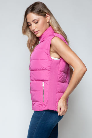 Snobbish Zip Up Turtleneck Vest with Pockets Trendsi