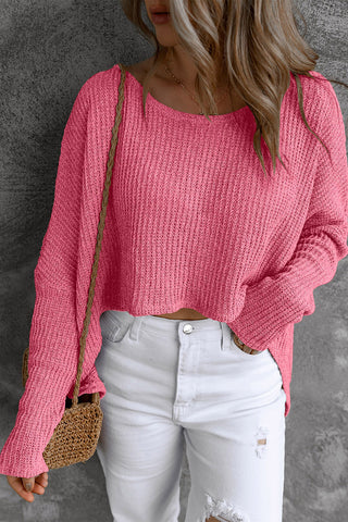 Round Neck High-Low Sweater Divacious