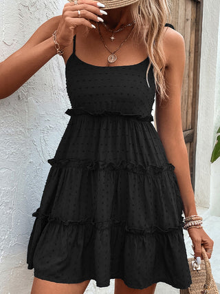 Shiny Frill Spaghetti Strap Tiered Dress Trendsi