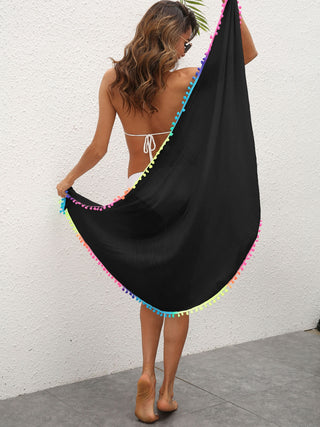 Rainbow Pompom Trim Swim Skirt Divacious