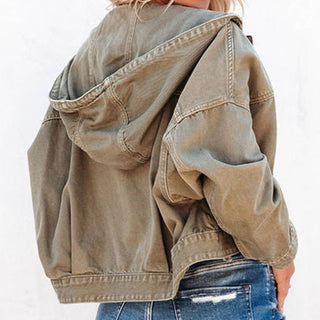 Hooded Dropped Shoulder Denim Jacket Divacious