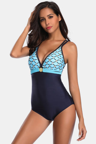 Full Size V-Neck Backless One-Piece Swimwear Divacious