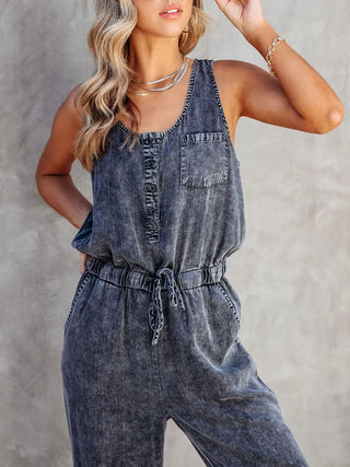 Drawstring Waist Sleeveless Jumpsuit Divacious