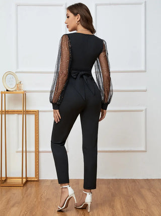 Plunge Long Sleeve Jumpsuit Divacious