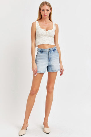 Full Size High Rise Denim Shorts Divacious