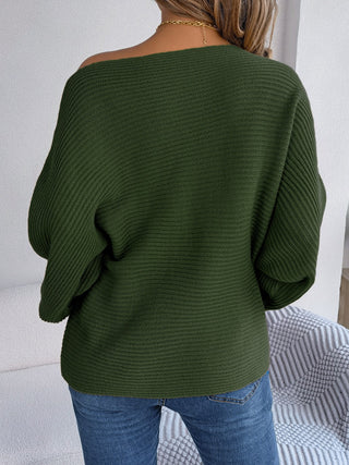 One-Shoulder Lantern Sleeve Sweater Divacious