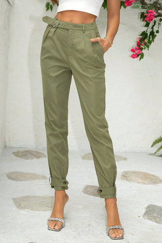 Belt Detail Jogger Pants Divacious